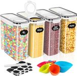 Peyiuun 4 Pcs Cereal Storage Containers with Lid Airtight Kitchen Storage Containers for Pasta Flour Sugar Oats BPA Free Plastic Food Containers Dry Food Storage Cereal Dispenser for Pantry Organizers
