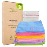 DualVertex 30 Reusable Baby Wipes Microfiber Face Cloth Washable, Reusable, Multipurpose, Unscented - Makeup Remover Cloth with Laundry Bag | Hand Wipes | Good for Cleaning | New Born Gift