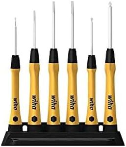 Wiha Juego de destornilladores de precisión PicoFinish® ESD ranurados, Phillips, de 7 unid., incl. soporte (43707)