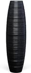 Rocendlor Tall Floor Vase, 27.5 inches (70cm, 2.3FT) Tall Large Floor Vase, Sturdy, Luxury, Textured, Vessel for Decorative Branches Dried Flowers, Tall Vase for Decor, Resin Black