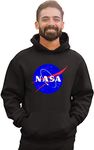 Go All Out Blue NASA Logo Mens Women Sweatshirt Hoodie, Black, L