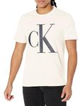 Calvin Klein Men's Monogram Ck Jeans Crewneck T-Shirt, Egret, Small