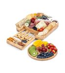 Premsons® Bamboo Cheese Board & Knife Set - Includes 4 Knife + Ceramic Bowls Set - Square Serving Tray for Snacks Appetizers Cheese Fruits Crackers - Ideal for Home Party Dinner Special Occasions