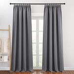 PONY DANCE Pencil Pleat Door Curtain Blackout - 2 Panels Thermal Insulated Curtains for Living Room Privacy Screen Heat Cold Blocking, 52 Inch Width x 90 Inch Drop, Grey