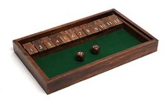 The Mind Challenge Wooden Shut The Box 12 Number Dice Game for Adults and Kids