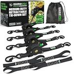 Rhino USA Retractable Ratchet Tie Down Straps (2PK) - 3,033lb Guaranteed Max Break Strength, Includes (2) Ultimate 2" x 10' Autoretract Tie Downs with Padded Handles. (4)
