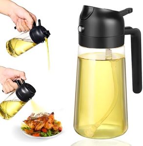 Lychico Flacon distributeur d'huile de 470 ml, distributeur d'huile 2 en 1 et pulvérisateur d'huile, flacon pulvérisateur de qualité alimentaire pour cuisine, distributeur d'huile pour barbecue,