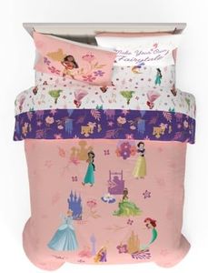 Franco Collectibles Disney Princess Recycled Bedding 7 Piece Super Soft Reversible Comforter and Sheet Set, Queen, (100% Official Licensed Product)