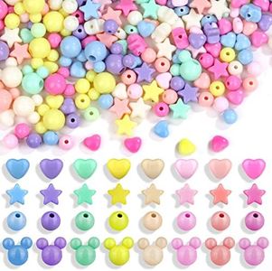 900Pcs Acrylic Pastel Beads, Shynek Colorful Plastic candy beads Include Heart Beads Star Beads Round Beads, chunky Cute Beads for Bracelets Jewelry Making