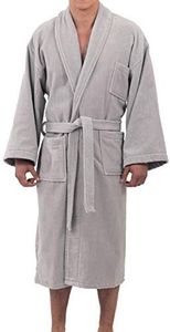 alpine swiss Aiden Mens Cotton Terry Cloth Bathrobe Shawl Collar Velour Spa Robe,Gray,X-Large/XX-Large