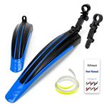 R2Depot Bike Mudguard Set with 8M DIY Reflective Tape, 2 Parts-Universal Full Cover Thicken Widen Bicycle Fender Set, Front/Rear Mud Guards Fit for 20"/22"/24"/26" MTB Mountain Road Bike(Black Blue)