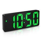 ORIA Digital Alarm Clock, Small Desk Clock, Led Alarm Clock with Adjustable Brightness, Snooze, Suitable for Bedroom, Office (Green)