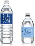 Blue It’s a Boy Baby Shower Water Bottle Labels, Sweet Baby Boy Waterproof Stickers for Water Bottles - 20 Count
