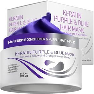 Vitamins Keratin Purple Hair Mask - Violet Blue Protein Deep Conditioner Treatment - Toner for Blonde Platinum Silver Gray Ash or Brown Colored Dry and Damaged Brassy Hair