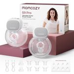 Momcozy S9 Pro Hands-Free Wearable Breast Pump, 2 Modes 9 Levels, Long Battery Life & LED Display, 24mm Portable Breastfeeding Pump, Gray, 2 Count