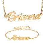 HUAN XUN Custom Name Necklace Personalized Initial Necklaces in Golden Silver gold