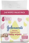 Johnson's Baby Skincare Fragrance Free Baby Wipes 3 x 80 Pack|Enriched with moisturisers|cleans & protects baby skin barrier|Protects from discomfort & irritation|Suitable for sensitive skin