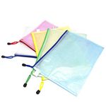 5 Pcs Plastic Wallets A4 Folder File Zip Bags Zipped Wallets - Extra Thick Mesh Document Zipper Bags Ziplock Bags Plastic a4 Wallets for Offices Home Travel School Supplies