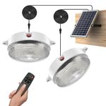 UPONUN Solar Ceiling Light Motion Sensor 2 Pack, Dimmable 6000K/4000K/3200K Solar Shed Light with On Off Switch & Remote Control Solar Lights Indoor Shed Solar Lights for Home Barn Garage Shop