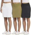 Real Essentials 3 Pack Womens Plus Size 20 Inch Athletic Skorts Skirt Pockets Running Casual Skirt Shorts Underneath Knee Length Tennis Modest