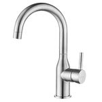 WOWOW Single Handle Bar Sink Faucet 1 Hole Bar Faucet Brushed Nickel Small Kitchen Faucet Modern Commercial Faucet for Sinks RV Sink Faucet with Water Supply Lines