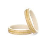 Hem Jewels by Ashok Jewellers 22kt (916) Yellow Gold Pola Bangles/Gold Wedding Chooda for Women with Purity Certificate and 916 Stamp (Set of 2pcs) - White (Double Gold Strip with Swastik-2.4 Aani)