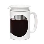 Primula Burke Deluxe Glass Carafe Cold Brew Iced Coffee Maker with Removable Fine Mesh Filter and Comfort Grip Handle, Dishwasher Safe, 1.6-Quart, White