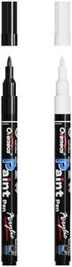 Overseas Paint Pens Paint Markers - White & Black Permanent Markers Acrylic Paint Pens 2 Pack, Water Based, Waterproof, 0.7mm Extra Fine Marker Pen for Wood, Metal, Rock, Plastic, Glass, Canvas