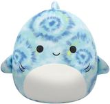 Squishmallows Original 8-Inch Luther Blue Tie-Dye Tiger Shark - Official Jazwares Plush