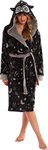 KATE MORGAN Ladies Soft & Cosy Hooded Dressing Gown (Medium, Owl/Black)