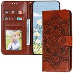 LEMAXELERS for LG Velvet 5G Case Flip Premium Wallet Phone Case PU Leather Mandala Embossed Shockproof Cover with Kickstand Card Holder Cover for LG Velvet/LG G9 Mandala Brown LD