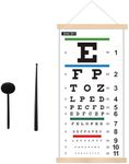 DMCBY Eye Chart, Snellen Eye Chart for Eye Exams 20 Feet with Wood Frame 11x22 Inches, Canvas Low Vision Eye Test Wall Chart with Eye Occluder Hand Pointer for Kids Gifts (20 Feet Test Distance)