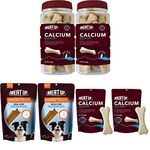 Meat Up Calcium Bone Jar, Dog Supplement Treats - 240 gm, 30 Pieces & Dental Treats, Oral Care Dog Treats- 7 Sticks, 165g & Calcium Bone Pouch, Dog Treats - 25 Pieces (230 gm)