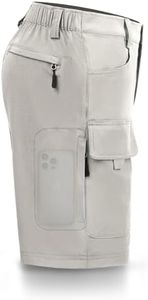 Hiauspor Men's Hiking Cargo Shorts Big and Tall 10" Quick Dry Lightweight Waterproof for Golf Tactical Fishing Casual (Light Grey, 52)