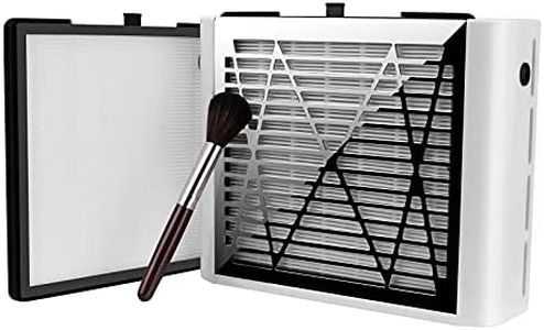 BRANTMAKER Nail Dust Collector with Brush and 2 Reusable Filters, 60W Vacuum Dust Fan for Acrylic Nails (white)