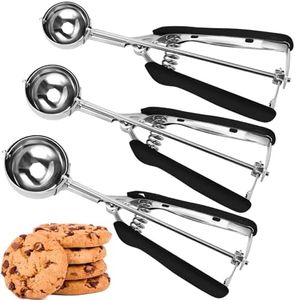 JUNADAEL J Cookie Scoop Set, Include 1 Tablespoon/ 2 Tablespoon/ 3 Tablespoon, Cookie Dough Scoop, Cookie Scoops for Baking Set of 3, 18/8 Stainless Steel, Soft Grip