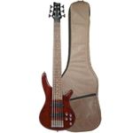 Vault Performer Pro RB6 Six String Electric Bass Guitar with Gigbag - High Gloss Solid Mahogany