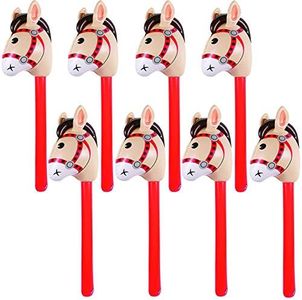4PCS Inflatable Stick Horses - Western Cowboy/Pony/Christmas/Horse Themed Kids Birthday Party/Baby Shower Party Supplies Decorations Goodie Bag Stuffers Favors Inflatable Costume Stick Horse