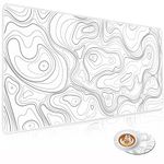 Uniqcasa Gaming Mouse Pad XXL Extended Topographic Counter Mouse Pad 31.5x15.7inch,Large Abstract Big Computer Mouse Mat Desk Pad with Non-Slip Rubber Base and Stitched Edge for Home Office-White