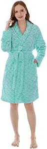 PAVILIA Mint Womens Robes Lightweight Plus Size, Knee Length Plush Fluffy Shower Bathrobe for College Dorm Ladies, Soft Fuzzy Cozy with Pockets, 2XL/3XL