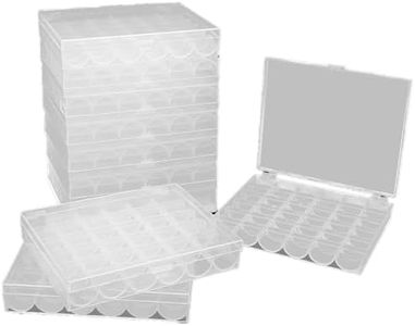 10 Pack 36 Grid Plastic Empty Bobbins Case, Transparent Bobbin Organizer Storage Box for Sewing Machine