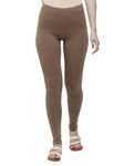 De Moza Womens Cotton Solid Ankle Length Leggings Chocolate Brown