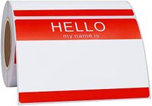 Hycodest Hello My Name is, Sticker Writing Stickers Peel and Stick Badges Sensitive Name Tag 3.5"x2.35", 200 Pcs, Red