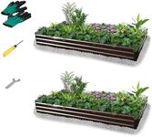 HANLIKO OUTDOOR 2PK Raised Garden Bed Outdoor, 8x4x1FT Galvanized Raised Garden Bed, Metal Planter Box for Gardening Planting Vegetables Flowers Herbs and Succulents