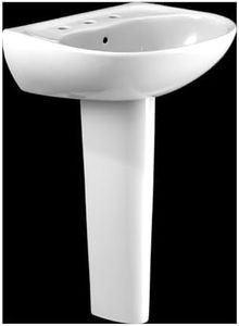 Toto TOTLPT2418G01 Supreme 22-7/8" Pedestal Bathroom Sink with 3 Faucet Holes Drilled, Overflow and CeFiONtect Ceramic Glaze - Pedestal Included Cotton