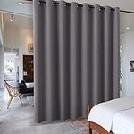 PONY DANCE Divider Curtain for Living Room - Privacy Blackout Partitions Curtains Eyelet Top Thermal Light Block for Bedroom Basement/Nursery, 1 Panel, W 180" x L 96", Grey Curtain