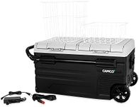 Camco 51520 CAM-750 Portable Refrigerator, AC 110V/DC 12V Compact Fridge/Freezer with Dual Zone Cooling, 75-Liter - Keeps Food and Drinks Cold While On-the-Go - Ideal for Road Trips, RVing, Camping, B , Black