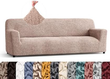 PAULATO BY GA.I.CO. Sofa Slipcover - Stretch Couch Cover - Stylish Cushion Sofa Cover - Soft Fabric Slip Cover - 1-Piece Form Fit Washable Protector for Pet - Microfibra Collection - Tapioca