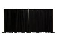 OnlineEEI, 8 Foot Tall Fixed Height Portable Pipe and Drape Backdrop Kit, 8ft x 20ft Breakapart, Black Drapes (BBD9990820CDPR750)