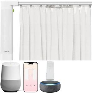 EUMUV Electric Smart Curtains System, Motorized Curtain Rod with Remote & App Control, Compatible with Alexa/Google Home,Ultra Quiet Motor, Adjustable Track for Heavy Curtains up to 205 inches